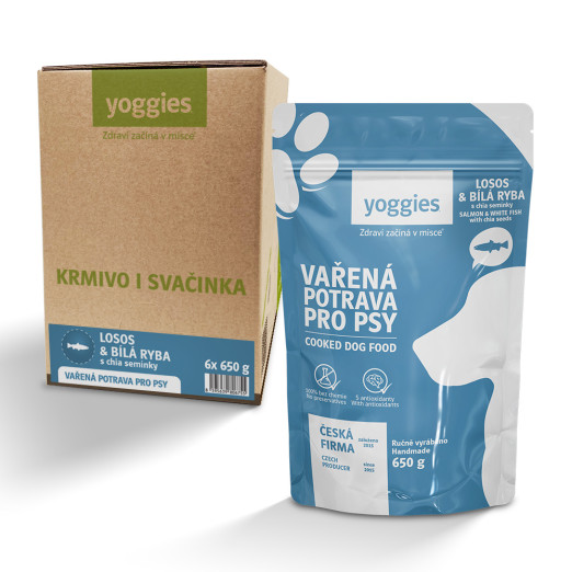YOGGIES vařené LOSOS, BÍLÁ RYBA a CHIA semínka 650g