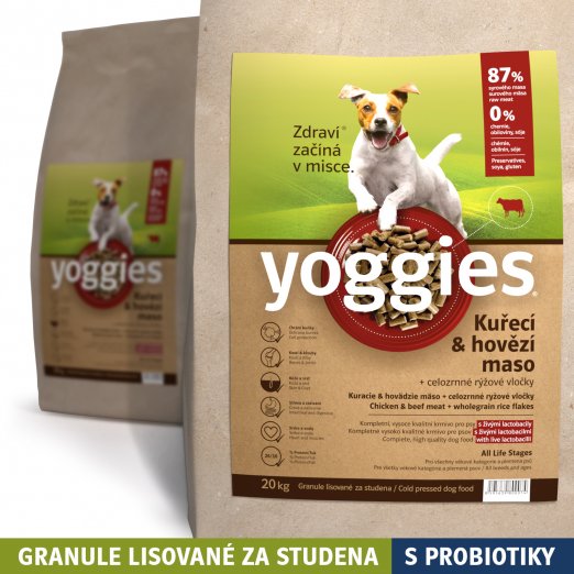 YOGGIES granule kuřecí+hovězí 20 kg