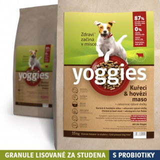 YOGGIES granule kuřecí+hovězí 15 kg