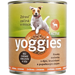 YOGGIES jelení konzerva s pohankou a brusinkami 800 g
